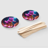 黄金の自転車風光明媚な道のピンクの猫 ハンドファン (組立なし)