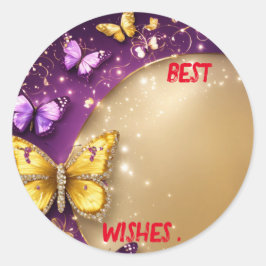 『黄金の至福：魅惑的な蝶の至福』 ラウンドシール