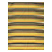 黄金の色合いストライプオンブラック テーブルクロス (正面)