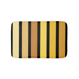 黄金の色合いストライプオンブラック バスマット