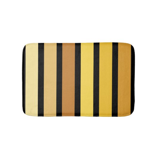 黄金の色合いストライプオンブラック バスマット (正面)