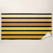 黄金の色合いストライプオンブラック ビーチタオル (正面)