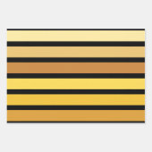 黄金の色合いストライプオンブラック ラッピングペーパーシート (正面)