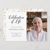 黄金の花お祝いの写真 招待状 (正面/裏面)