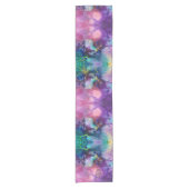 黄金の花とカラフル液を持つマンダラフクロウ ショートテーブルランナー (正面)