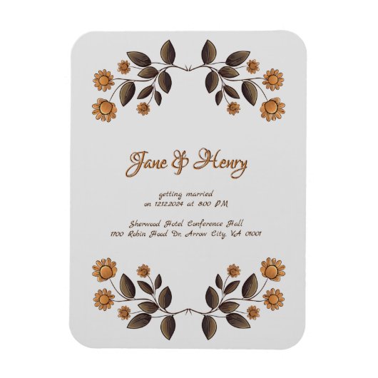 黄金の花とハート マグネット (縦)