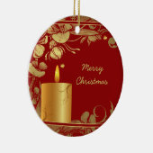 黄金の花とロウソクのクリスマスオーナメント セラミックオーナメント (右)
