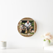 黄金の花のフレームにあなたの自分自身の写真!- ラウンド壁時計 (ホーム)