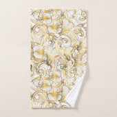 黄金の花の模様 バスタオルセット (ハンドタオル)