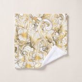 黄金の花の模様 バスタオルセット (ウォッシュタオル)