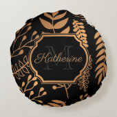 黄金の花の模様 ラウンドクッション (裏面)