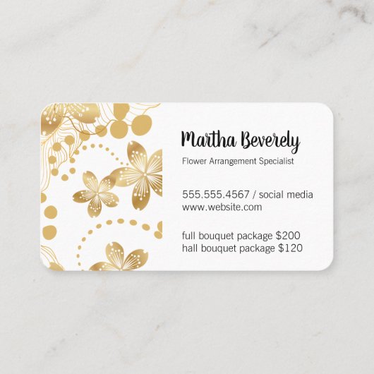 黄金の花の模様 名刺 (裏面)