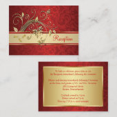 黄金の花の赤いダマスク披露宴 エンクロージャーカード (正面/裏面)