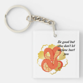 黄金の花を飾る赤蛇» | ユニーク&ラグジュアリー キーホルダー