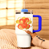 黄金の花を飾る赤蛇» | ユニーク&ラグジュアリー トラベルマグ