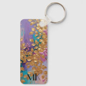 黄金の花オ色彩の鮮やかンピンク薄紫ターコイズ キーホルダー (裏面)