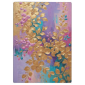 黄金の花オ色彩の鮮やかンピンク薄紫ターコイズ クリップボード (裏面)