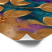 黄金の花オ色彩の鮮やかンピンク薄紫ターコイズ ポスター (コーナー)