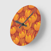 黄金の花柄 ラウンド壁時計 (傾斜)