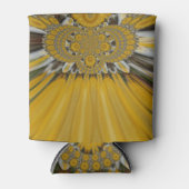 黄金の花模様デザインハートアート 缶クーラー (正面)