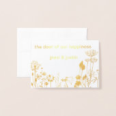 黄金の花結婚式招待状 箔カード (封筒付き正面)