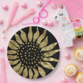 黄金の花 |エレガント金ゴールドひまわり ペーパープレート (パーティー)