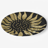黄金の花 |エレガント金ゴールドひまわり ペーパープレート (アングル)