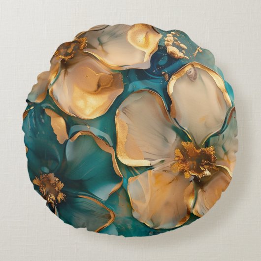 黄金の花 ラウンドクッション (正面)