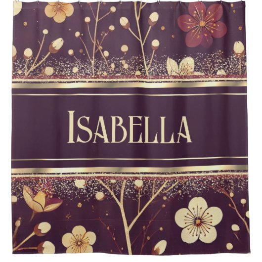 黄金の花：繊細なフローラ交響曲 シャワーカーテン (正面)