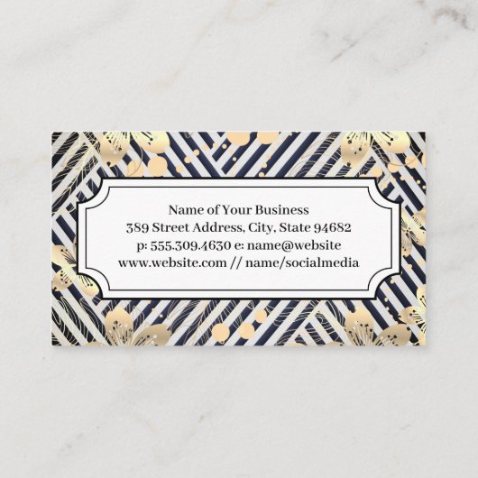 黄金の花 |青い白のパタストライプのーン 名刺 (裏面)