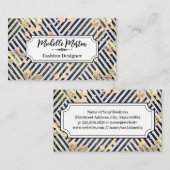 黄金の花 |青い白のパタストライプのーン 名刺 (正面/裏面)