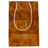 黄金の茶色の木切りモザイク ミディアムペーパーバッグ (正面)