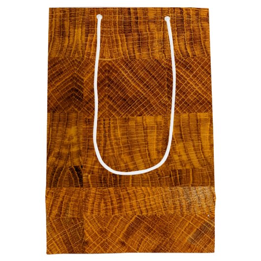 黄金の茶色の木切りモザイク ミディアムペーパーバッグ (裏面)