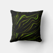 黄金の草、黒いファンドの波状の緑の長いトレース クッション (裏面)