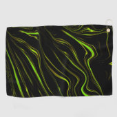 黄金の草、黒いファンドの波状の緑の長いトレース ゴルフタオル (横)
