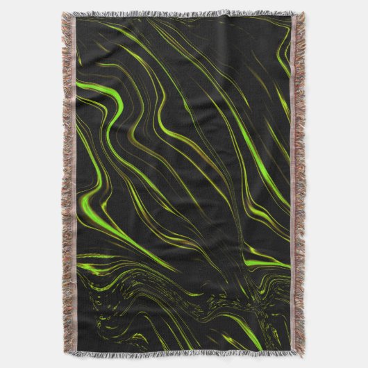 黄金の草、黒いファンドの波状の緑の長いトレース スローブランケット (正面縦)
