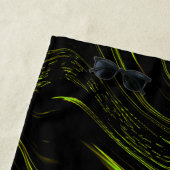 黄金の草、黒いファンドの波状の緑の長いトレース ビーチタオル (インサイチュ)