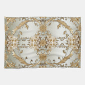 黄金の華美白い花キッチンタオル キッチンタオル (横)