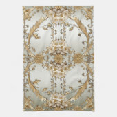 黄金の華美白い花キッチンタオル キッチンタオル (縦)