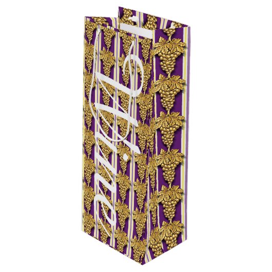 黄金の葡萄の模様 ワインギフトバッグ (正面アングル)