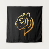 黄金の虎 Gold Tiger – 日本のミニマリストアート タペストリー (正面)