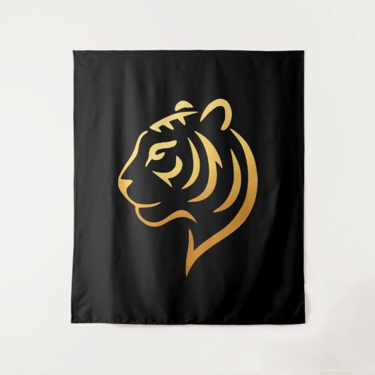 黄金の虎 Gold Tiger – 日本のミニマリスト タペストリー (正面)