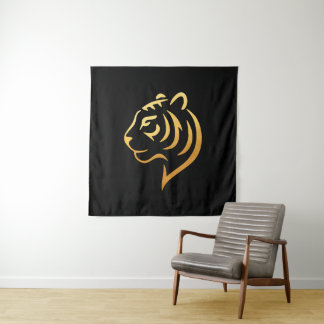 黄金の虎 Gold Tiger – Japanese Minimalist Art タペストリー