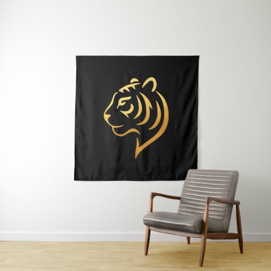黄金の虎 Gold Tiger – Japanese Minimalist Art タペストリー (インサイチュ)