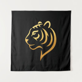 黄金の虎 Gold Tiger – Japanese Minimalist Art タペストリー