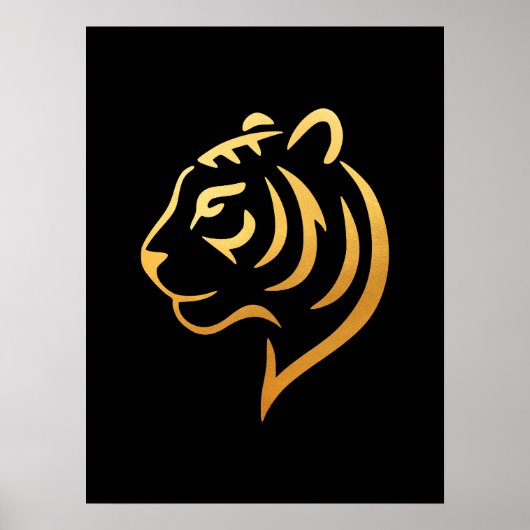 黄金の虎 Gold Tiger – Japanese Minimalist Art ポスター (正面)