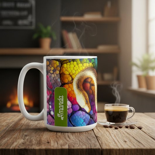 黄金の蛇のモザイク コーヒーマグカップ