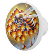 黄金の蜂蜜を滴らせるハニカムのミツバチ セラミックノブ (右)