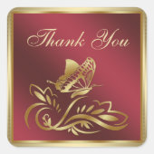 黄金の蝶と暗い赤の渦巻き感謝 スクエアシール (正面)