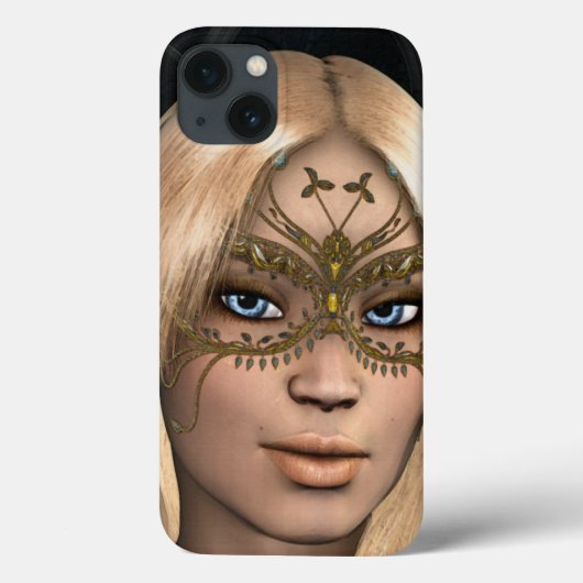 黄金の蝶のマスクの女の子 Case-Mate iPhoneケース (裏面)